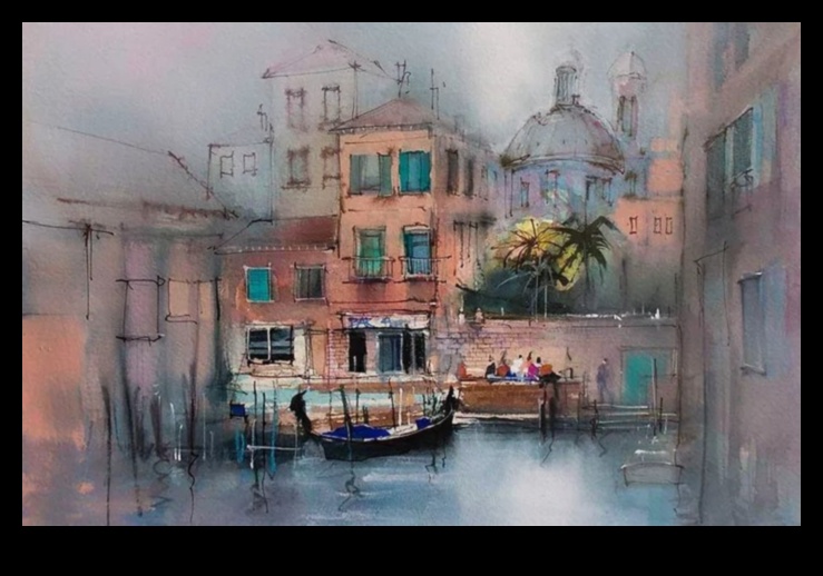 Αρχιτεκτονικές αντανακλάσεις: Σχέδιο κτιρίων σε ακουαρέλα