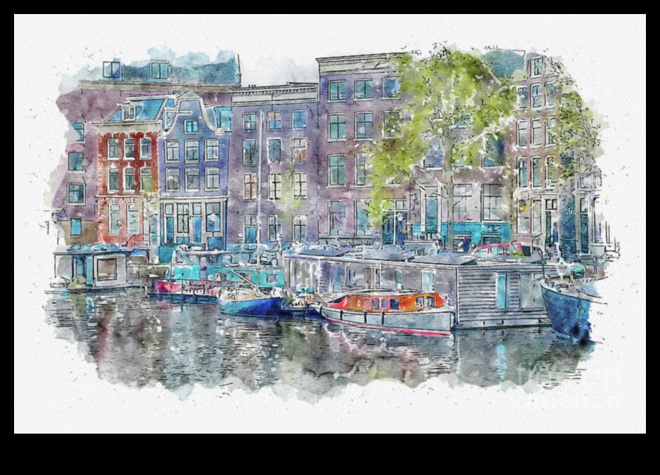 Αρχιτεκτονικές αντανακλάσεις: Σχέδιο κτιρίων σε ακουαρέλα