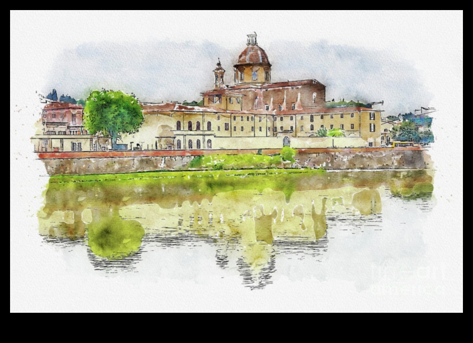 Αρχιτεκτονικές αντανακλάσεις: Σχέδιο κτιρίων σε ακουαρέλα