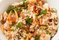 Low-Carb Bacon Ranch Chicken Salad with Cheddar Cheese