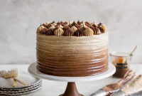 Apple Cider Layer Cake with Spiced Salted Caramel Meringue Frosting