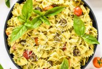 Creamy Pesto Pasta Salad with Cherry Tomatoes