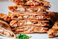 Spicy Chicken Tinga Quesadillas with Melted Cheese