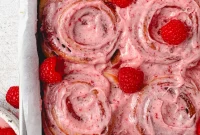 Flaky Raspberry Sweet Rolls with Cream Cheese Glaze