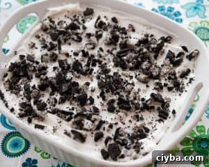 save a few cookies to decorate the top of your Oreo Icebox cake