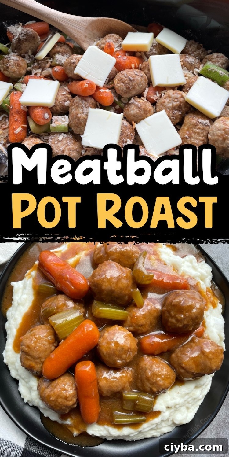 Are you looking for quick and easy dinner recipes made with few ingredients? Your family is going to love this slow cooker meatball pot roast!