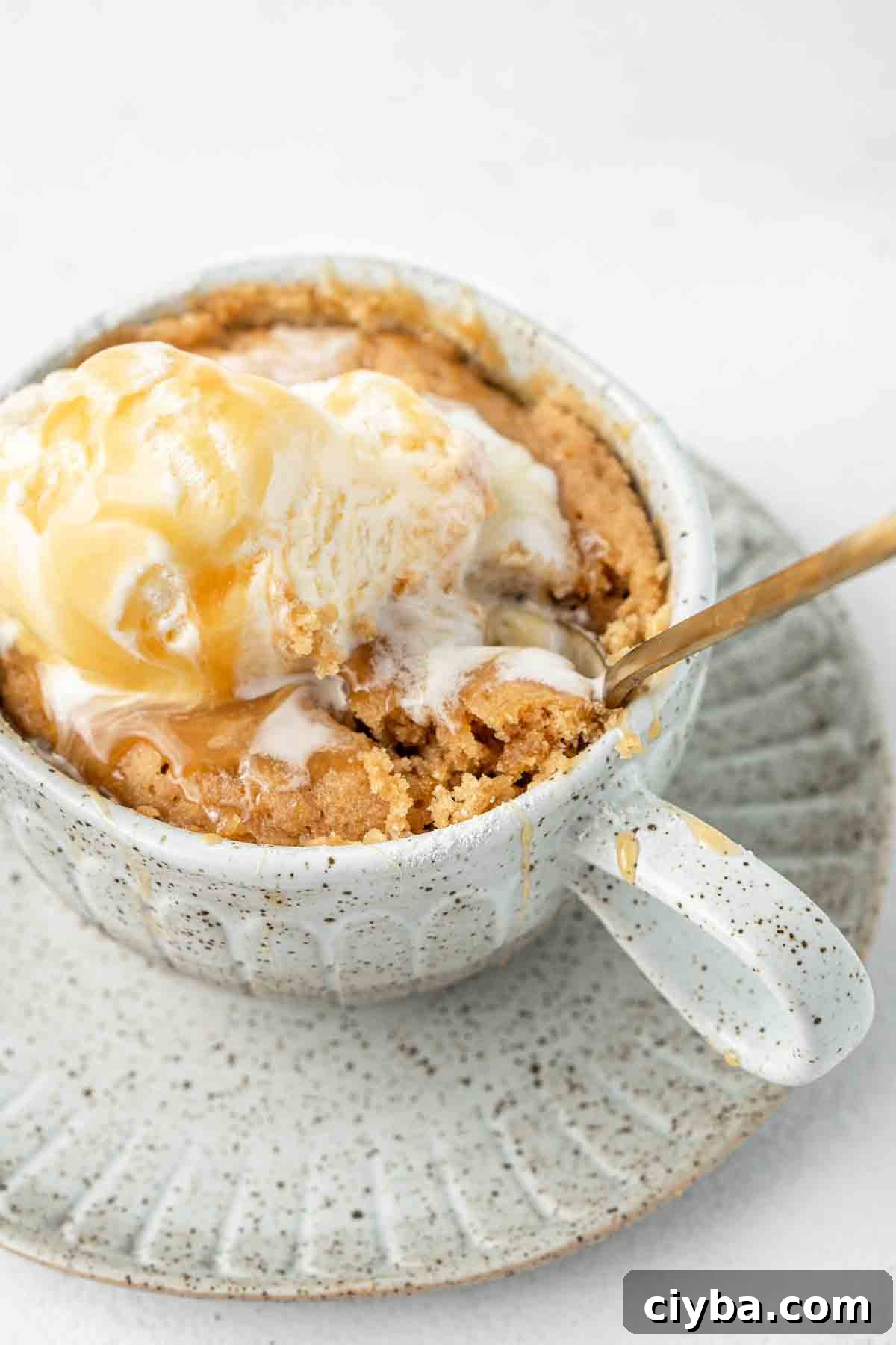 Mug cake close up