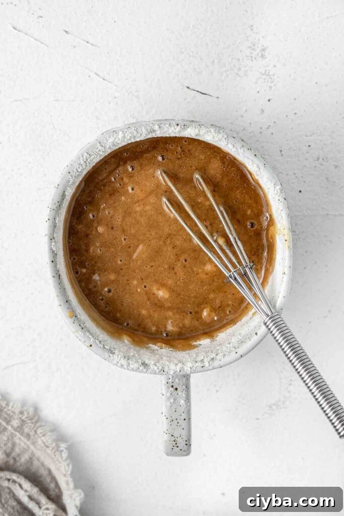 Mixing mug cake batter