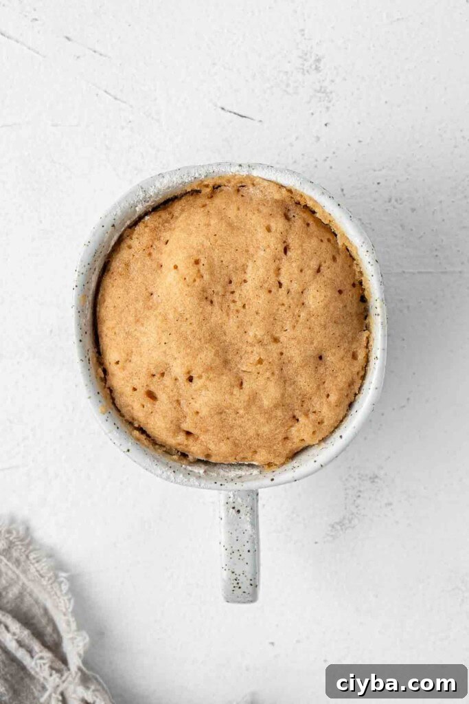 Butterscotch mug cake in mug