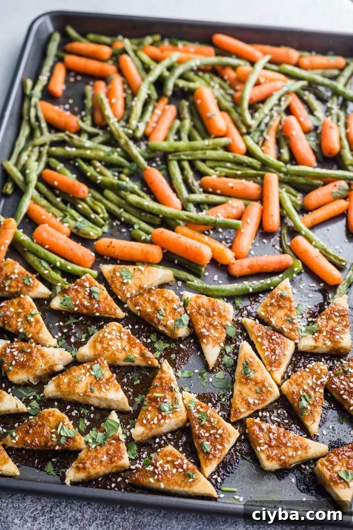 tofu and veggies on a sheet pan
