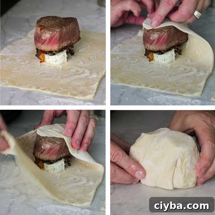prep photo of assembling a beef wellington