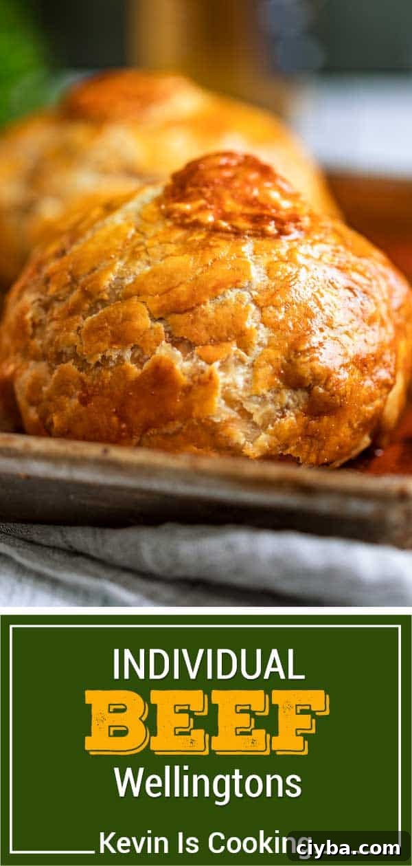 baked individual beef wellington on sheetpan