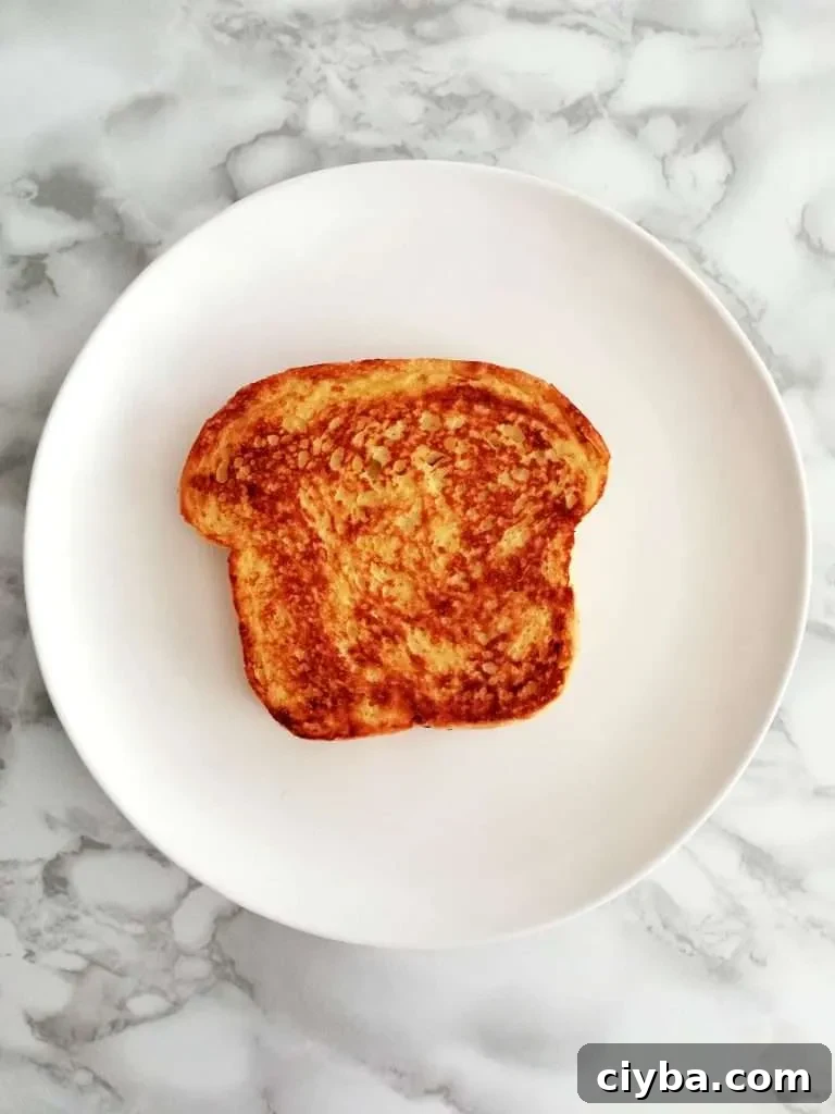 French toast plain slice in plate overhead