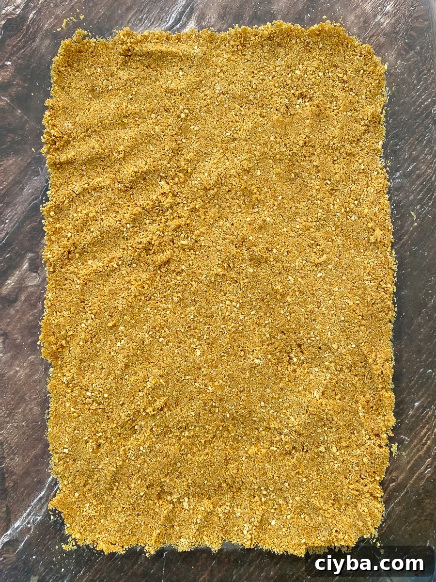 Graham cracker crust pressed into the bottom of 9 x 13 pan