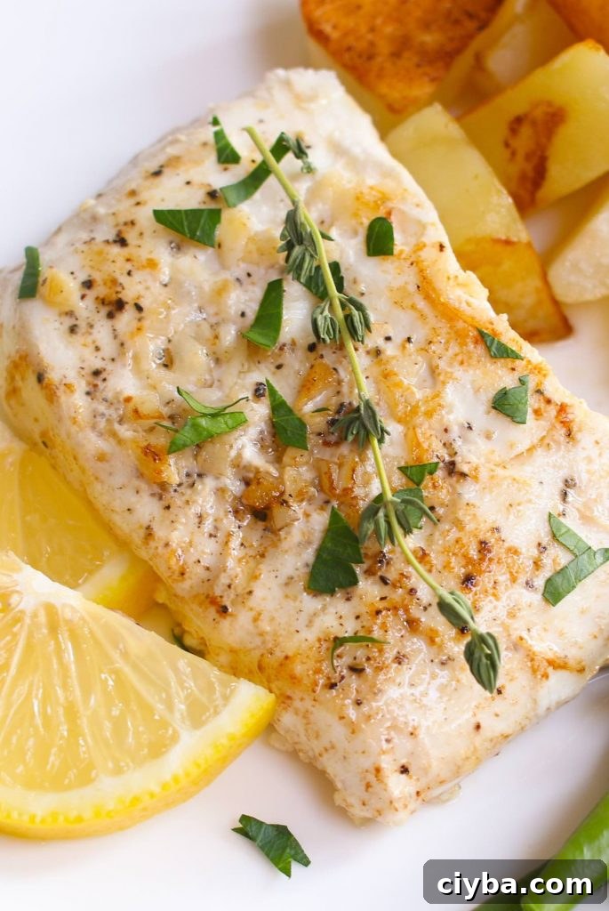 Sous Vide Halibut – tender and buttery halibut that’s full of delicious garlic butter flavor! The sous vide method cooks it to the precise temperature you set, and then finish with a quick searing to get the halibut beautifully browned!