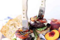 Peach Bourbon Glaze Burgers with Caramelized Onions