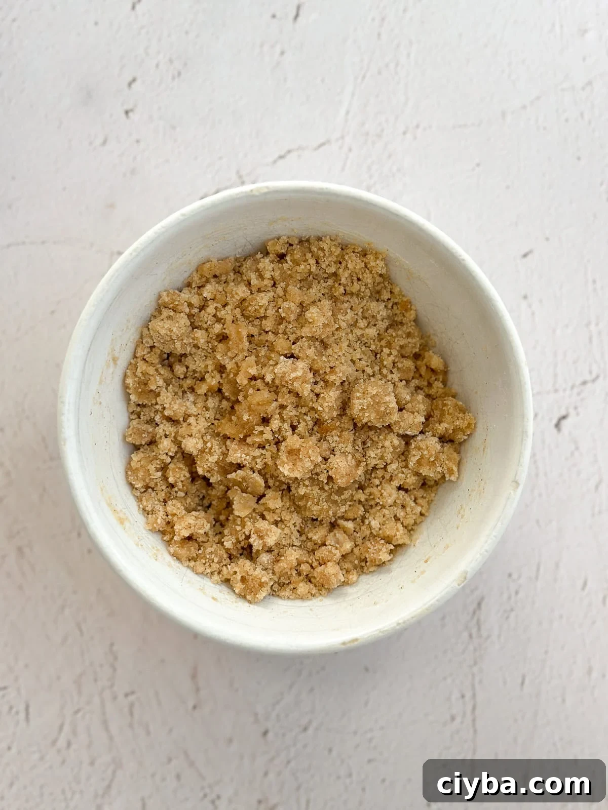 crumb topping in a bowl.