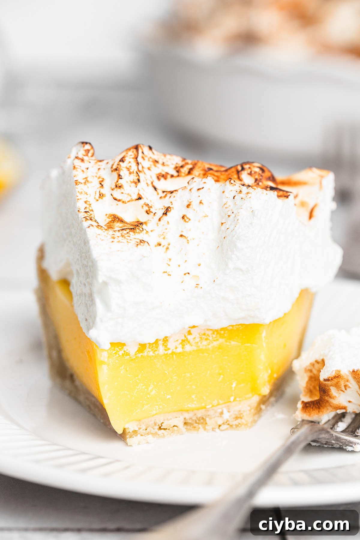 sliced lemon meringue pie on a table