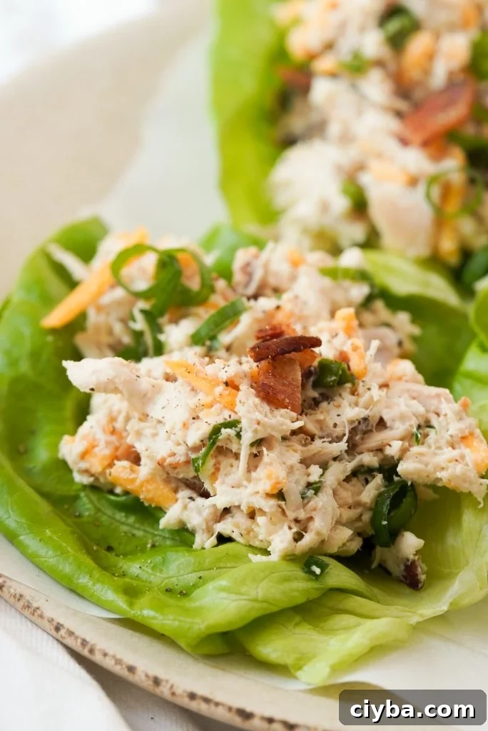 bacon cheddar ranch chicken salad lettuce wrap