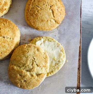 baked biscuits sliced in two