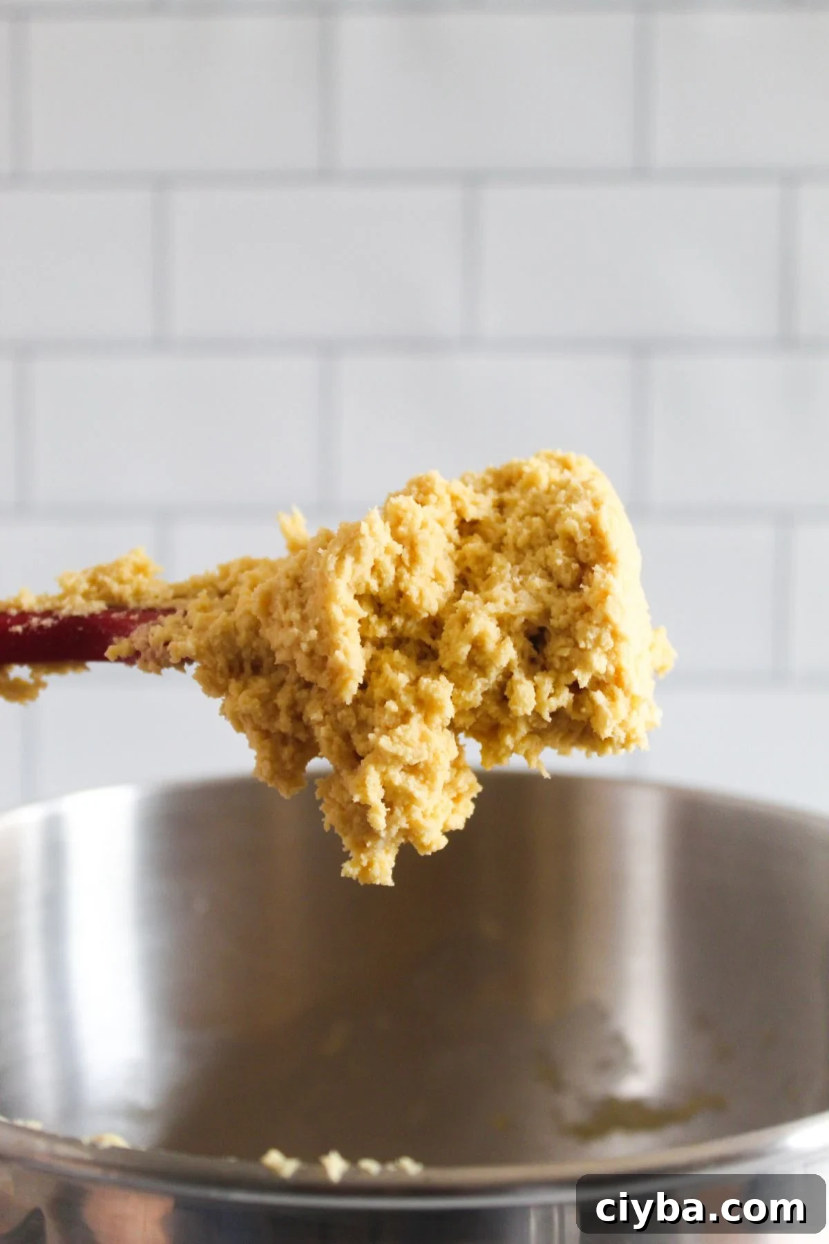 scoop of dough on a spatula