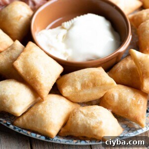 A close up square image of Gnocco Fritto (Italian fried dough) on a plate with cheese.