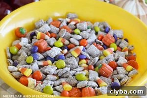 fall muddy buddies in a bowl