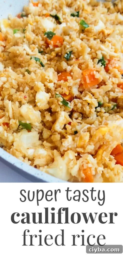 Cauliflower fried rice recipe! This is an easy dinner recipe that is low-carb, gluten-free and vegetarian! This cauliflower rice recipe will also go well with chicken or shrimp! | Clean Eating For Beginners