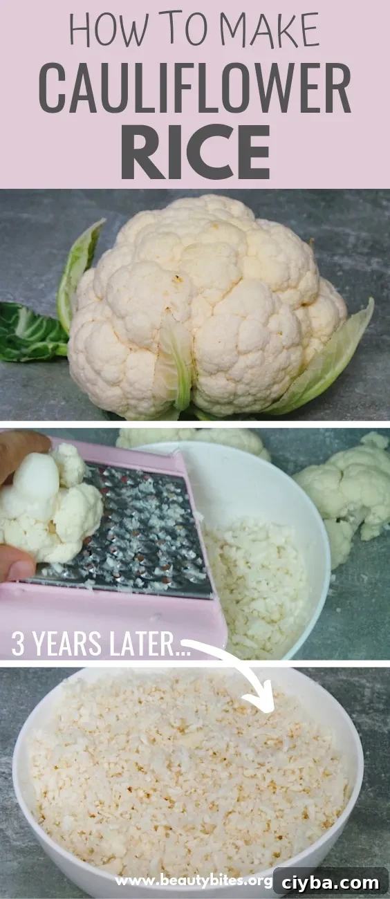 How to make cauliflower rice without a food processor, you'll only need a grater to make your own cauliflower rice at home and use it in low carb recipes like this cauliflower fried rice recipe!