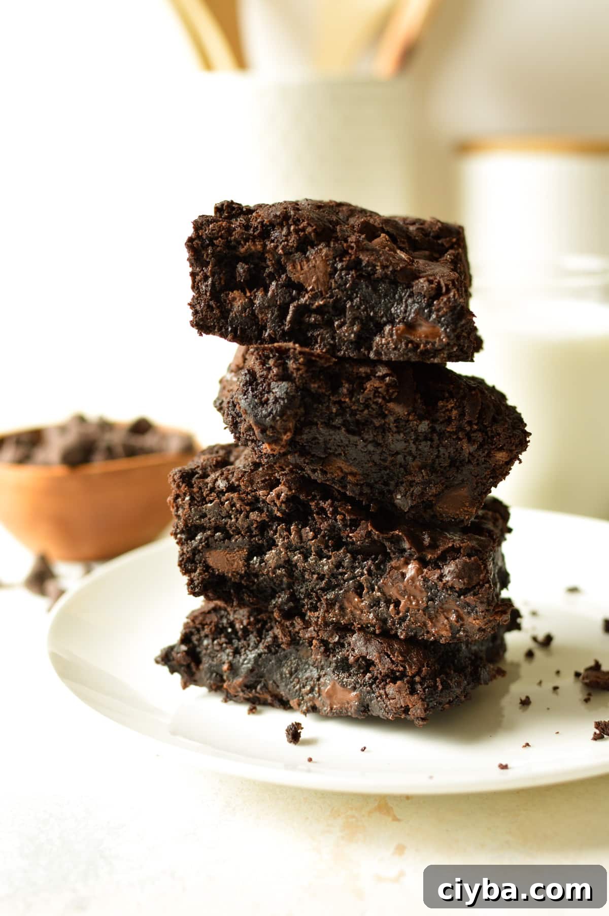 a stack of gluten free brownies