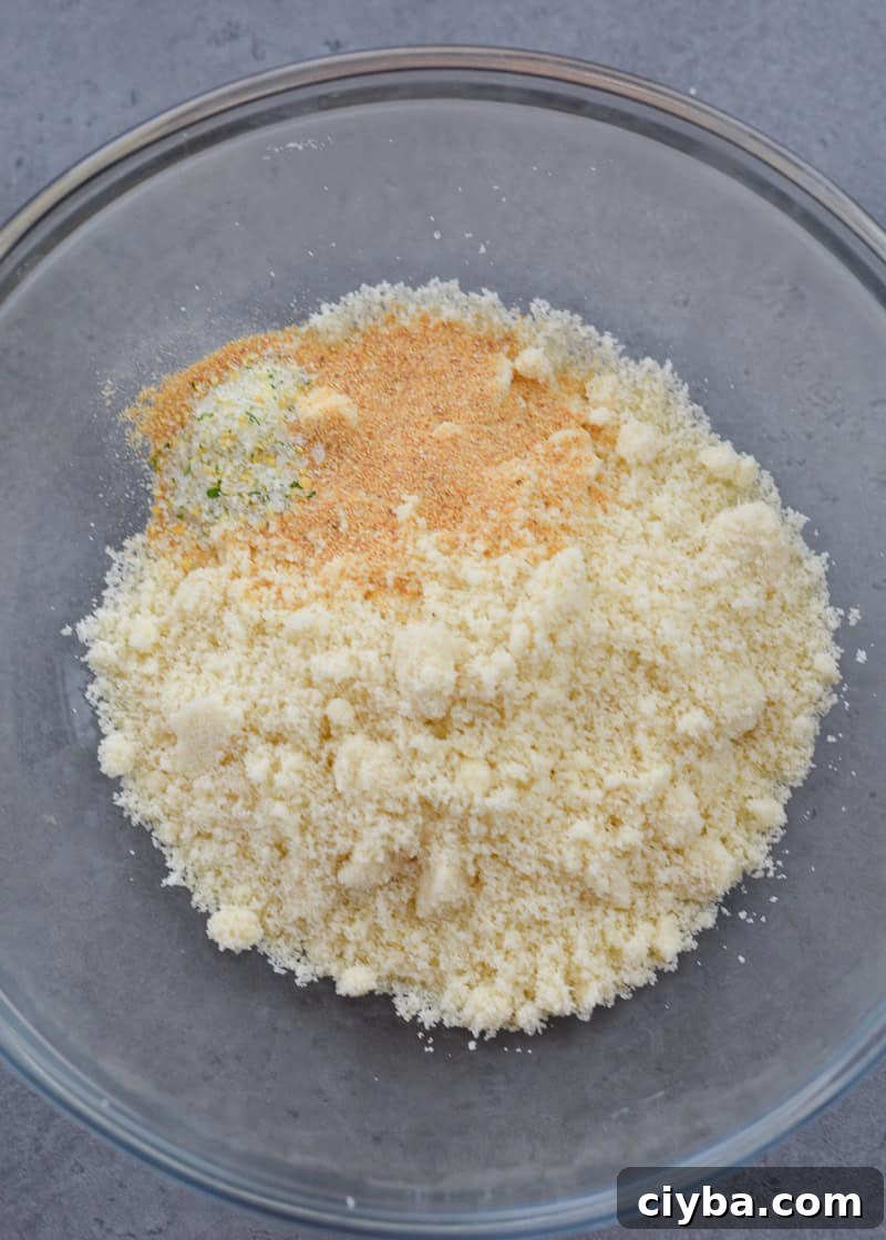 almond flour and seasonings in a glass bowl