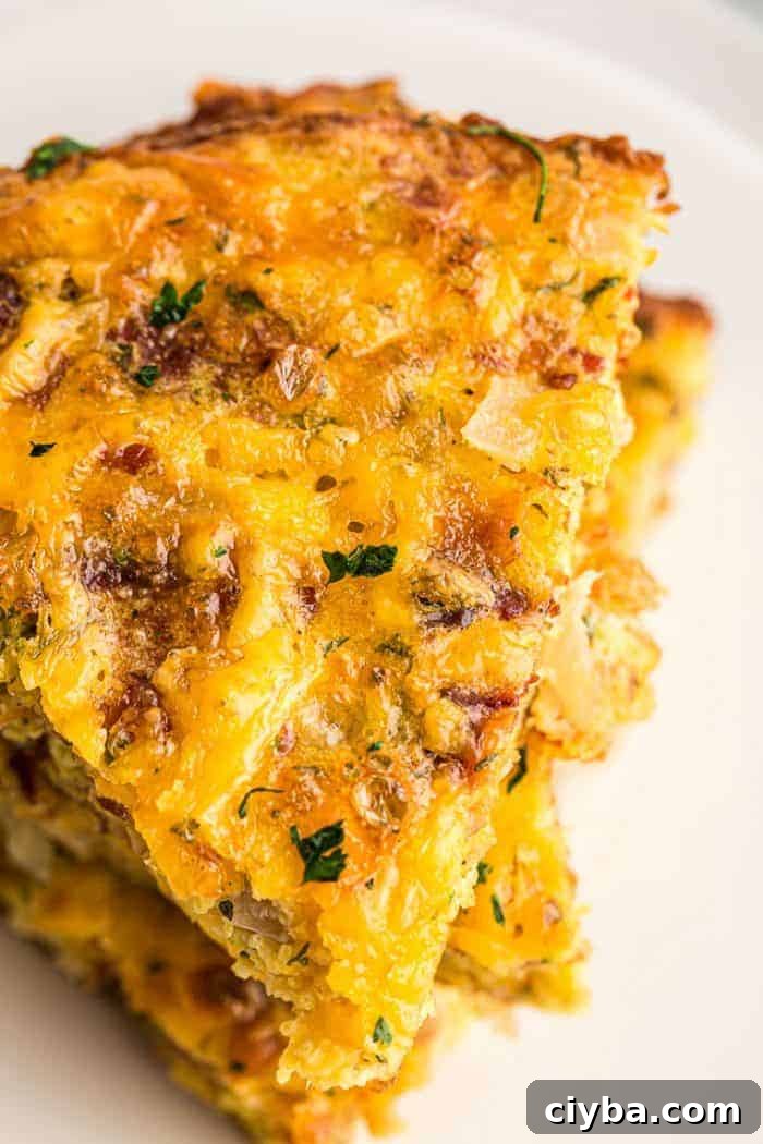 closeup of slices of stacked keto quiche