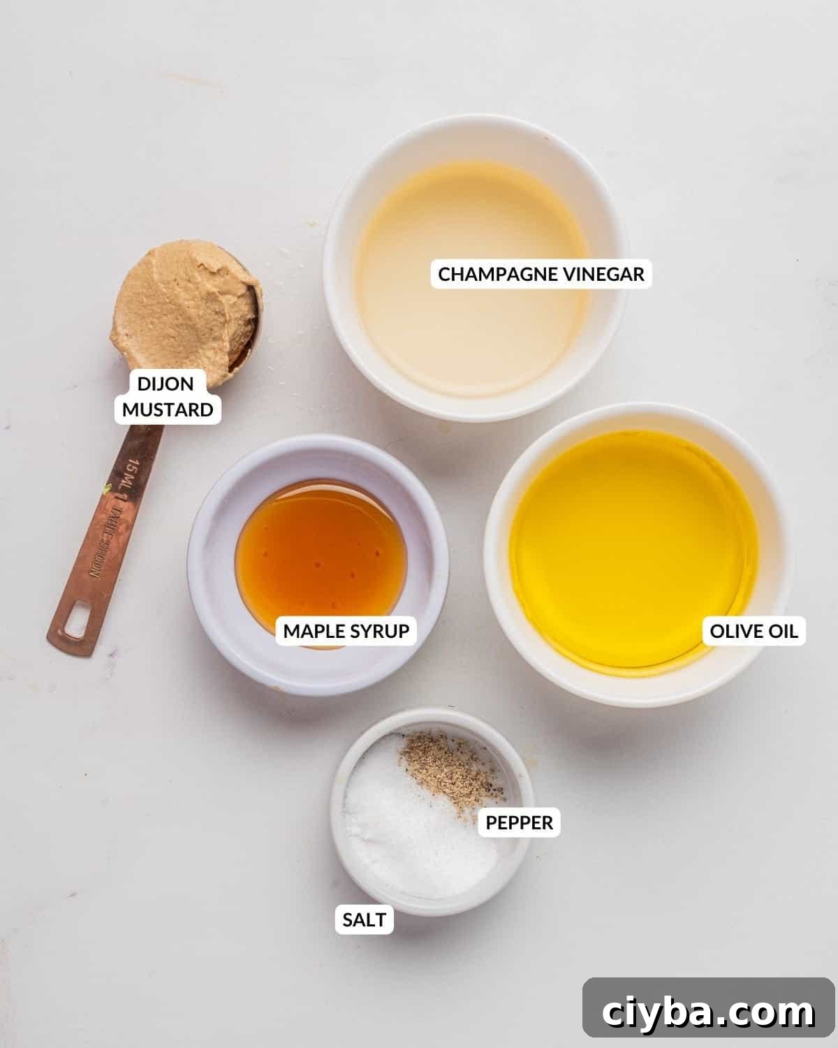 Vegan Niçoise Salad Recipe with Crispy Tofu and Olives 4 An image of the ingredients of champagne vinaigrette.