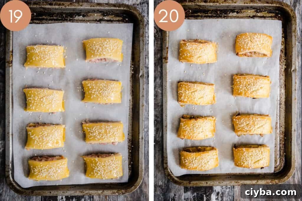 Gluten-Free Sausage Rolls with Homemade Pastry Recipe 15 sausage rolls on baking trays