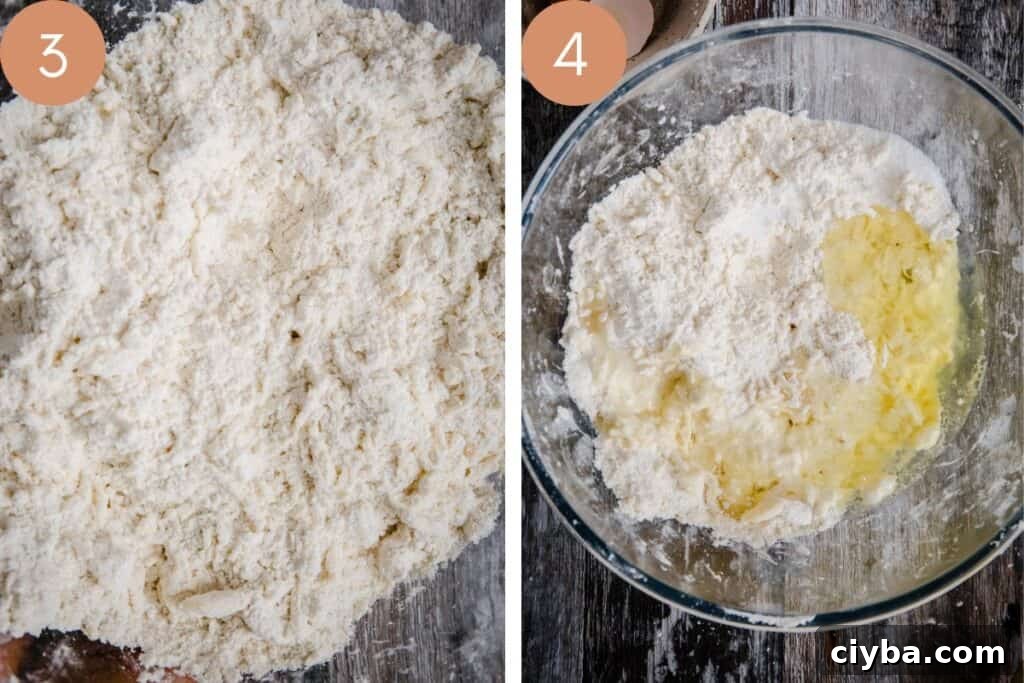 Gluten-Free Sausage Rolls with Homemade Pastry Recipe 7 Two images of a mixing bowl with pastry ingredients