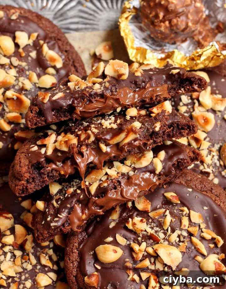 stack of ferrero rocher cookies with Nutella filling