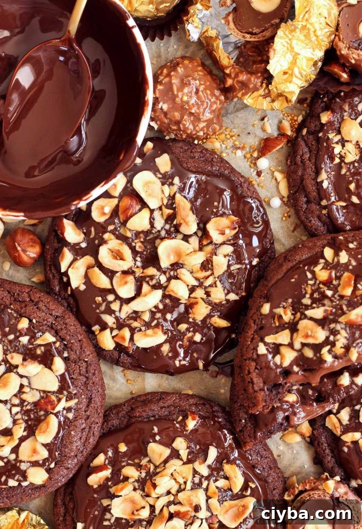Ferrero rocher cookies on cookie sheet