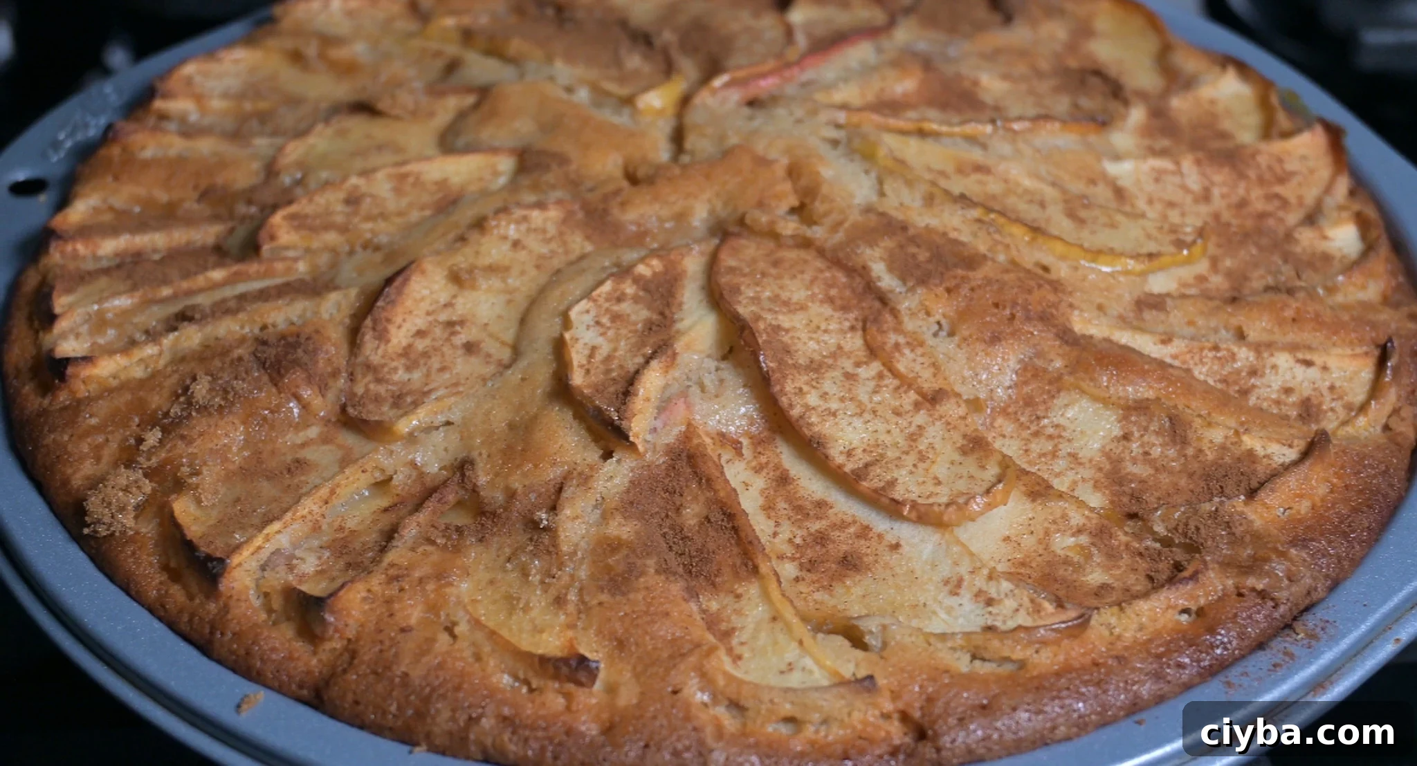 Apple cake after baking.