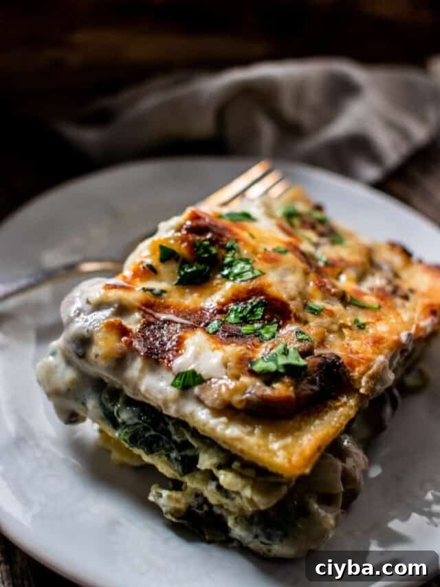White Lasagna with Mushrooms, Spinach and Artichokes recipe