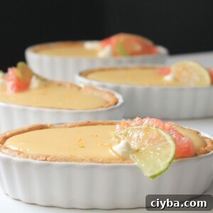 Close up of grapefruit curd tarts