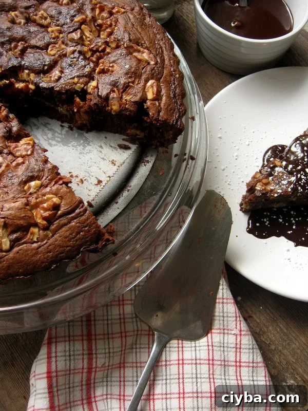 over head view of the dulce de leche brownie torte