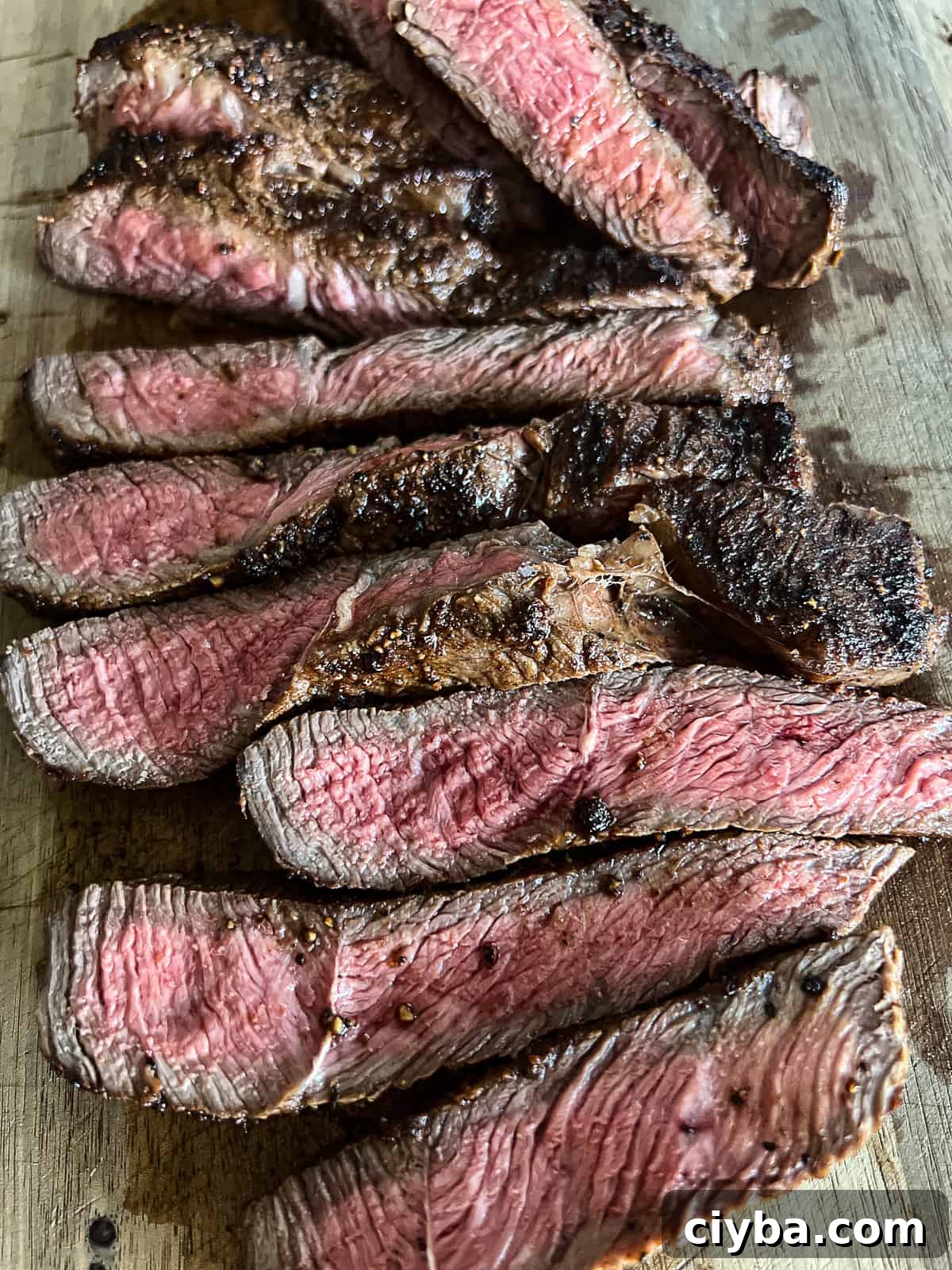 Sliced Sirloin Steak cooked on the Griddle