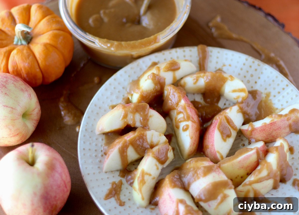 Pumpkin Salted Caramel Sauce (AIP) - a dairy-free, sugar-free caramel sauce made with coconut milk, pumpkin, and cinnamon for a fabulous Fall treat! | fedandfulfilled.com