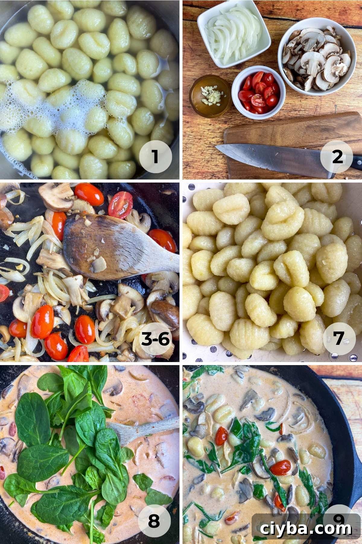 Gnocchi cooking in curry sauce