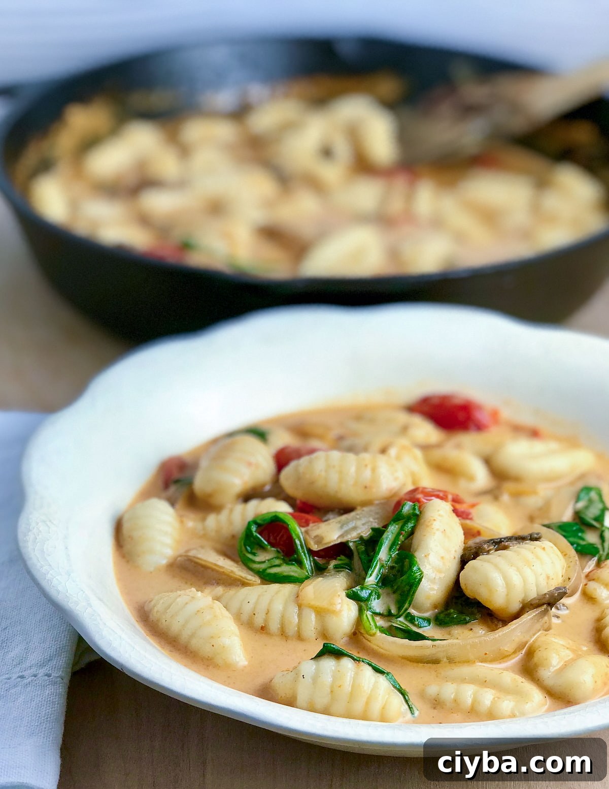 Served curry gnocchi