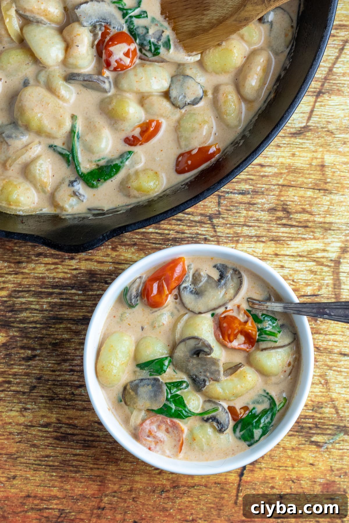 Curry gnocchi in bowl
