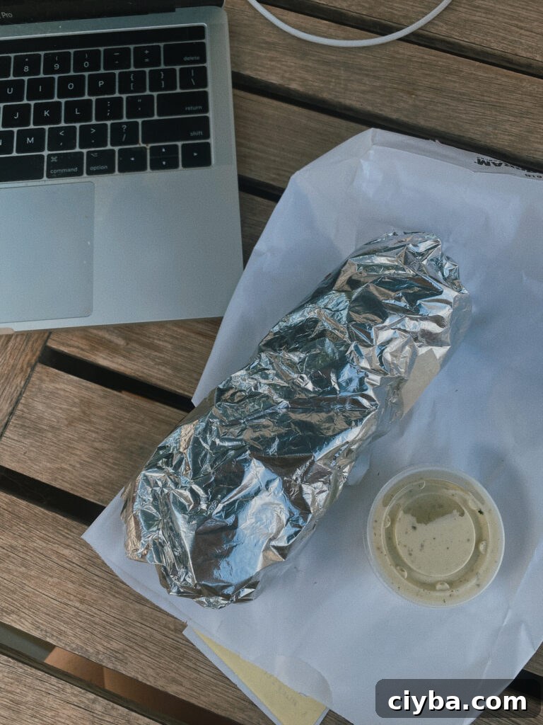 breakfast burrito in tinfoil 
