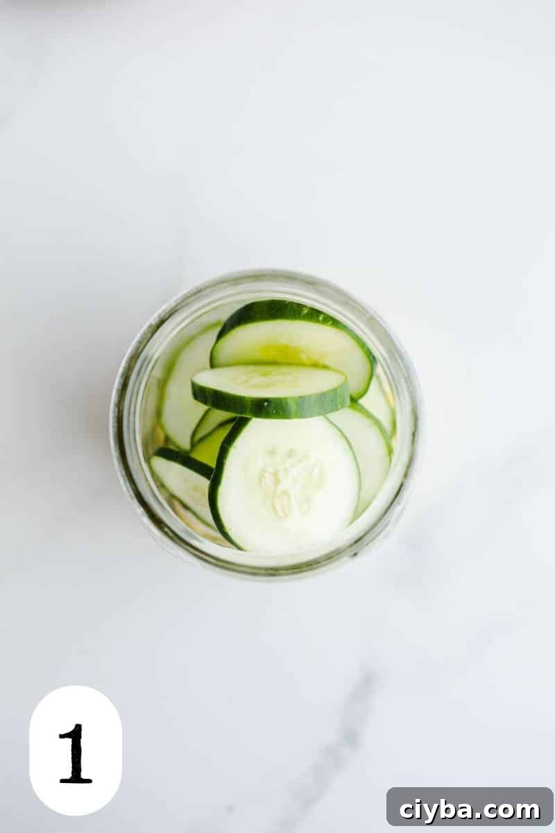 Cucumbers in a mason jar.