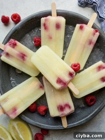 Frozen pops on a blue tray.