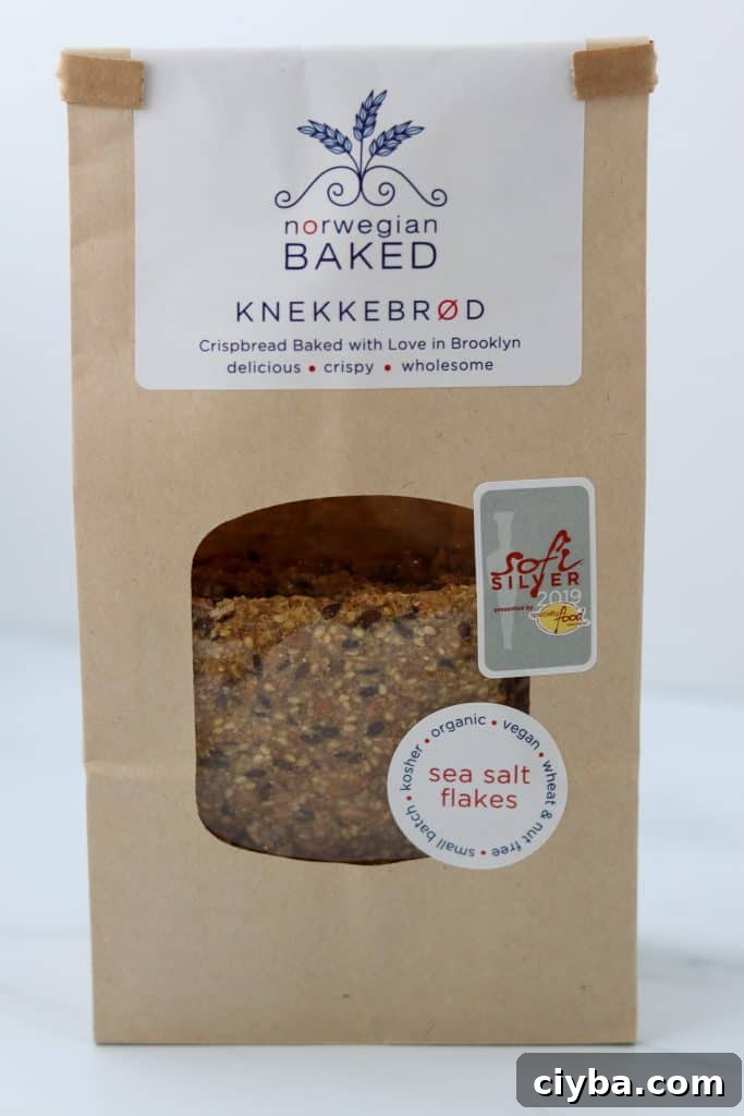 A close up of a package of crispbread